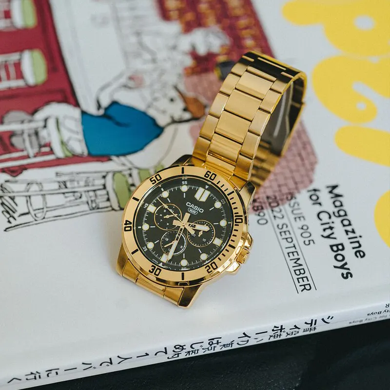 Casio Black Dial Gold-tone Men's Watch- MTP-VD300G-1E Watch Shop BD