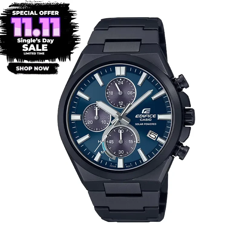 Casio Edifice Chonograph Solar Powered Blue Dial Men's Watch- EQS-950DC-2AV